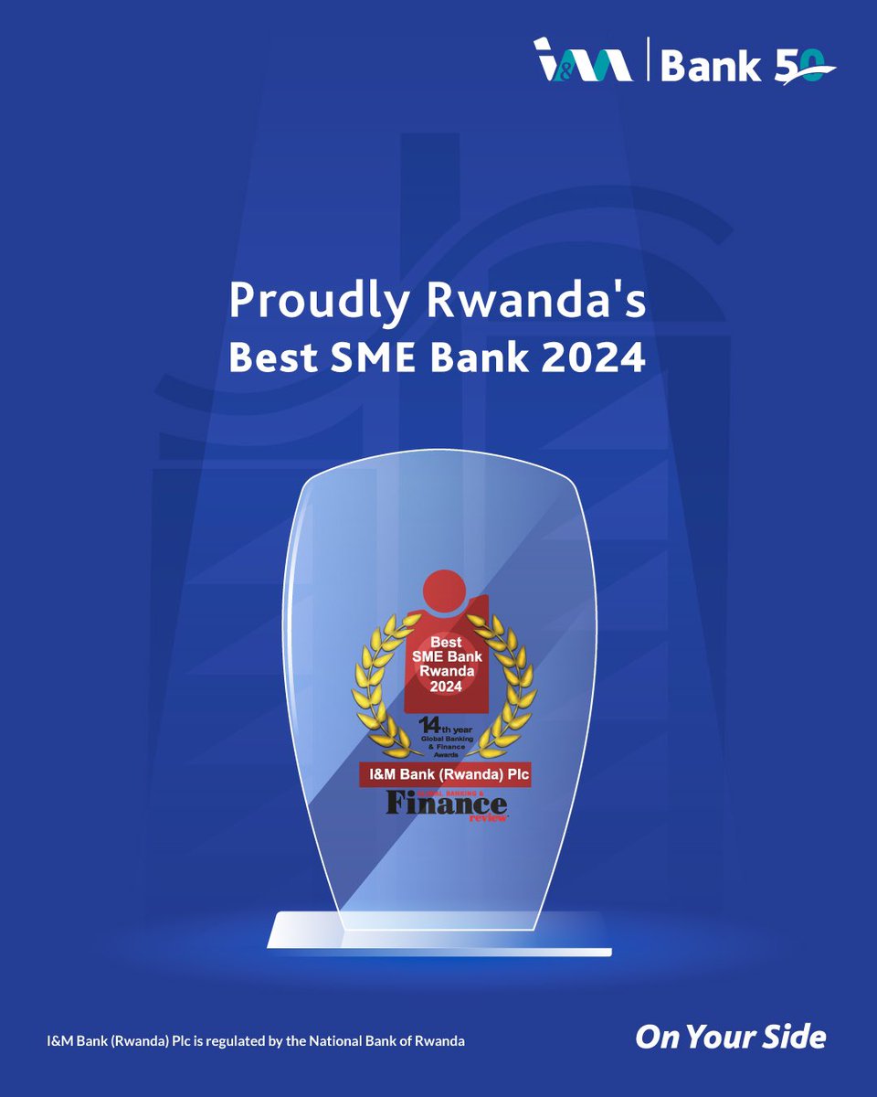 I&M Bank (Rwanda) Plc. (@imbankrw) on Twitter photo We are thrilled to announce that we have been named the "Best SME Bank in Rwanda 2024" by <a href="/GBAFReview/">Global Banking & Finance Review</a>. It is a testament to our unwavering dedication to the MSME sector, which forms the backbone of our economy.
Are you an MSME in Rwanda? We are the Bank for you!
#IMTheFuture We are thrilled to announce that we have been named the "Best SME Bank in Rwanda 2024" by <a href="/GBAFReview/">Global Banking & Finance Review</a>. It is a testament to our unwavering dedication to the MSME sector, which forms the backbone of our economy.
Are you an MSME in Rwanda? We are the Bank for you!
#IMTheFuture