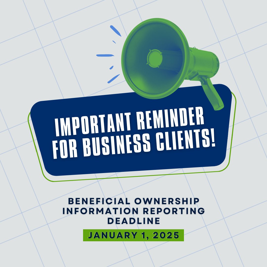MartinHoodCPAs's tweet photo. 📢 The Beneficial Ownership Information (BOI) reporting deadline is January 1, 2025. If your business is required to file, it’s essential to take action to remain in compliance with the new regulations. https://t.co/y0oxjy7Ven 

#CorporateTransparency #BOIReporting #FinCEN https://t.co/uXLO1AeDEA