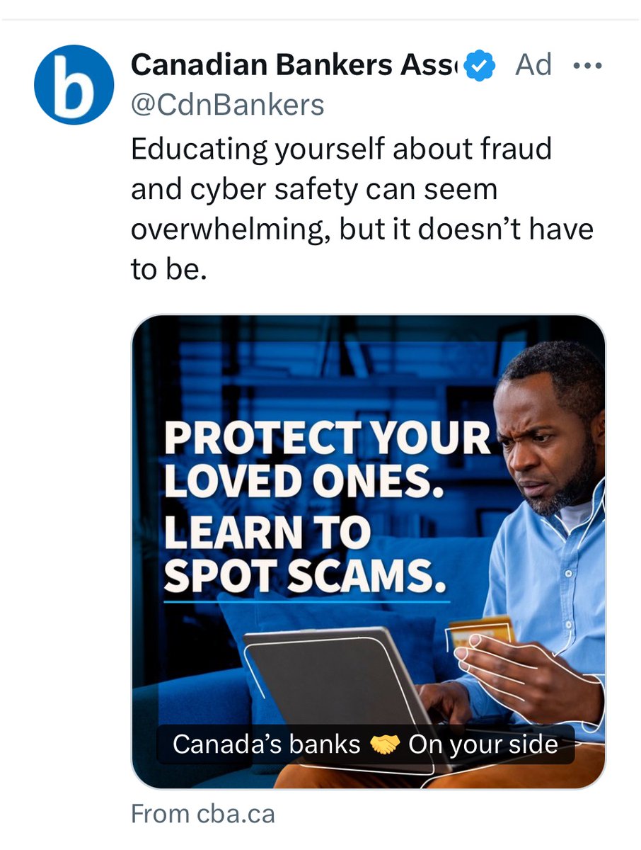 The part of me that is still 11 years old loves seeing Twitter ads from “Canadian Bankers Ass”