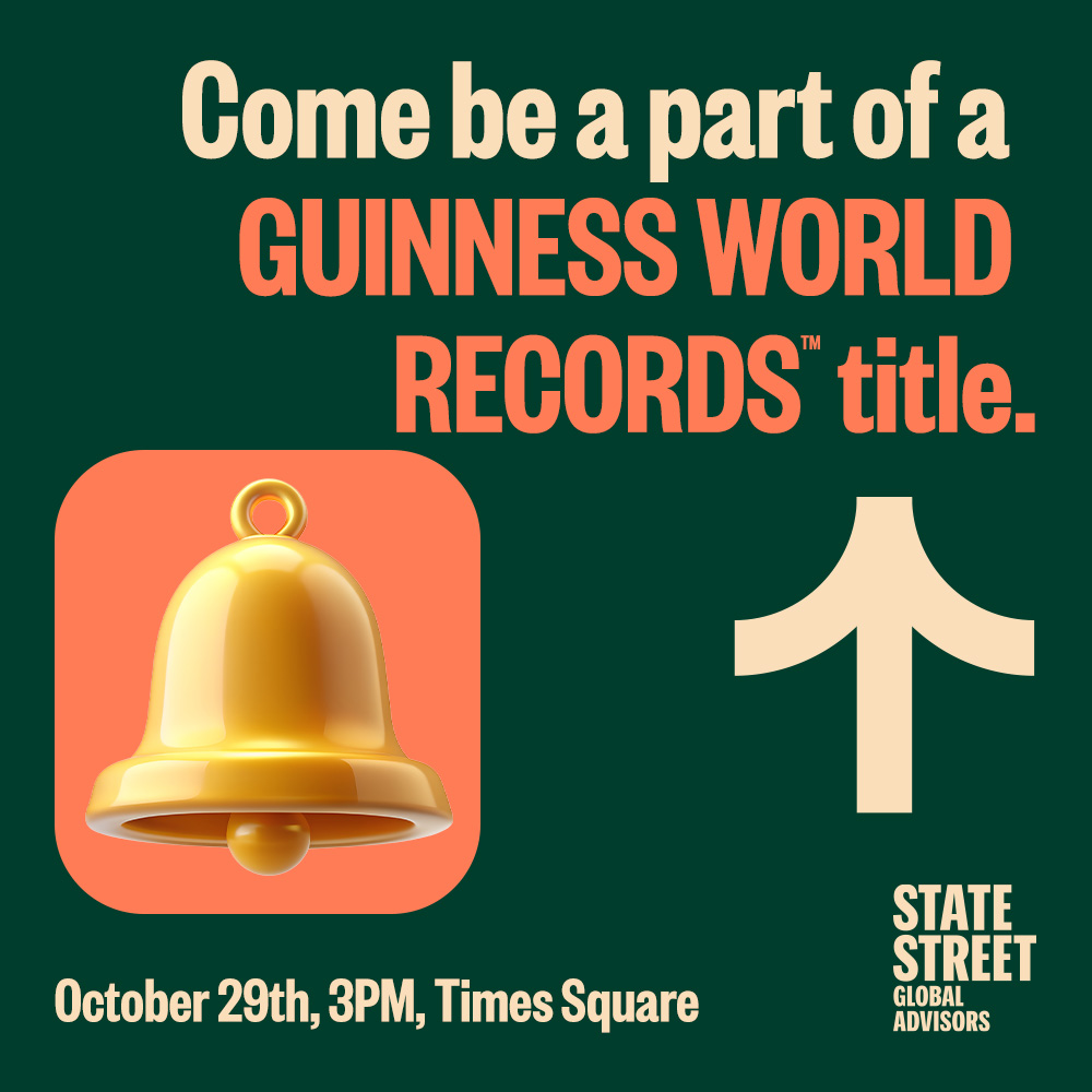 When we ring the <a href="/Nasdaq/">Nasdaq</a> closing bell on October 29, everyone’s invited. Help us set a GUINNESS WORLD RECORDS™ title for the most people to ring a bell in an hour beginning at 3pm in Times Square. 🔔