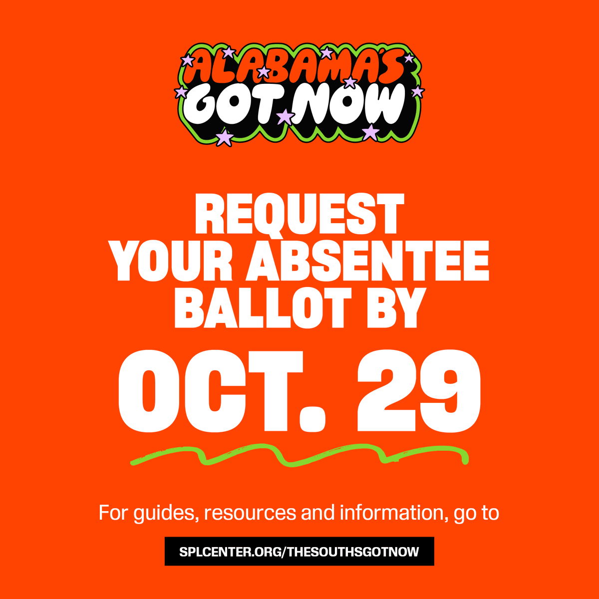 splcenter's tweet photo. Voting by mail or absentee? Make sure to request your ballot before the Oct. 29 deadline! #TheSouthsGotNow https://t.co/sh2W54YYOD
¿Va a votar por correo o en calidad de ausente? ¡Asegúrese de solicitar su boleta antes de la fecha límite! #Decidimos https://t.co/w1aOxA9pcX https://t.co/BRKAueOuMz