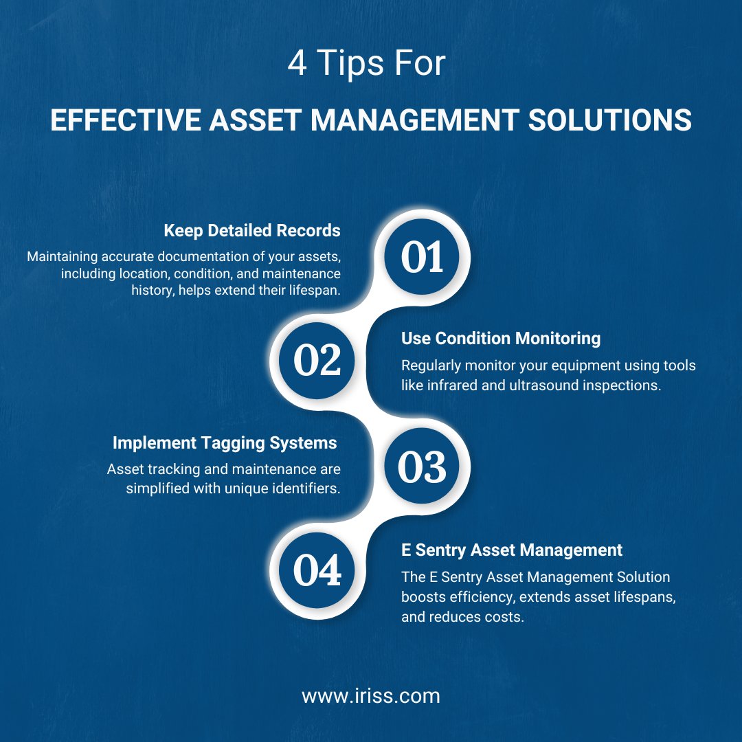irissinc's tweet image. Managing your company’s assets efficiently is key to optimizing performance, reducing costs, and ensuring smooth operations. 

Here&apos;s four essential tips to help you streamline your asset management process! 🛠️💡

#AssetManagement #Maintenance #ConditionMonitoring