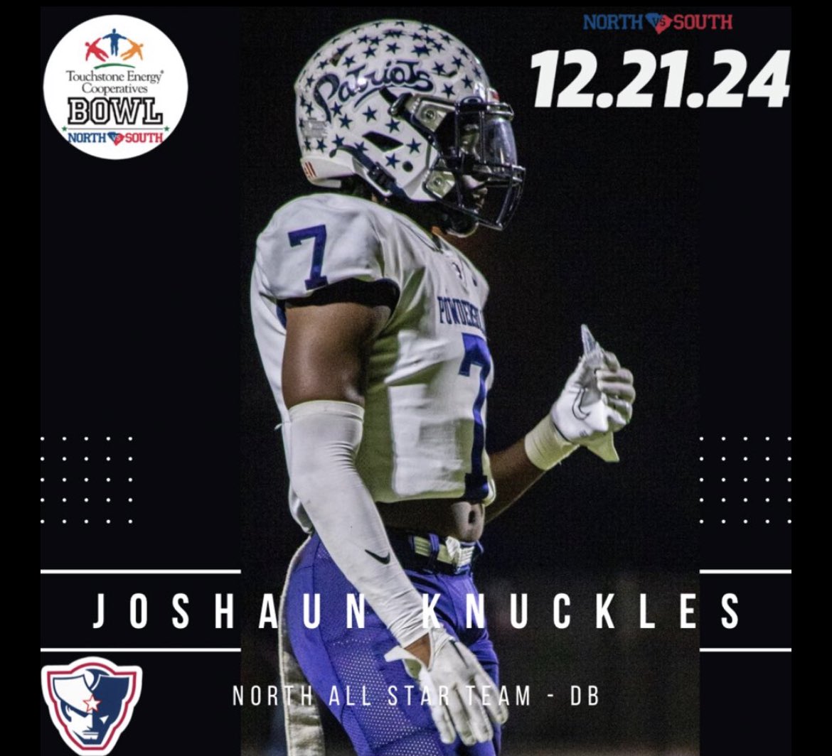 Blessed to be  selected to compete in the North South All-Star Game on December 21st in Myrtle Beach! <a href="/NorthSouthFB/">Touchstone Energy Bowl</a> <a href="/StephenNimmer/">Stephen Nimmer</a> <a href="/baja_2/">Coach Lewis</a> <a href="/T_Hop7/">Troy McGowens II</a> <a href="/HighSchoolBlitz/">High School Blitz</a> <a href="/amanirichburg88/">Coach Cap</a> <a href="/powdersvillefb/">Powdersville Football</a> <a href="/Michael18650570/">Michael Slade</a> <a href="/coachrambert/">Bernard Rambert</a>