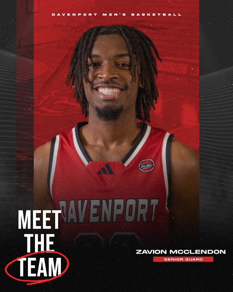 Davenport Men's Basketball (@du_mensbball) on Twitter photo Let’s meet #20 Zavion McClendon
Hometown: Detroit, MI 
Favorite Movie: Scarface 
Pregame Routine: Nothing 
Favorite Food: Pancakes and omelettes Let’s meet #20 Zavion McClendon
Hometown: Detroit, MI 
Favorite Movie: Scarface 
Pregame Routine: Nothing 
Favorite Food: Pancakes and omelettes