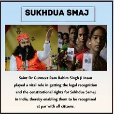 Sakshi80873218's tweet photo. To give them equal right &amp; respect, in the year 2011 ,Saint Dr Gurmeet Ram Rahim Singh Ji Insan renamed them as #Sukhdua The name itself holds a meaning "wellwishers of all". Also, they got recognition as third gender in April 2014. 
#Sukhdua #RespectSukhdua
#TransformingLive https://t.co/WNEwxoskji