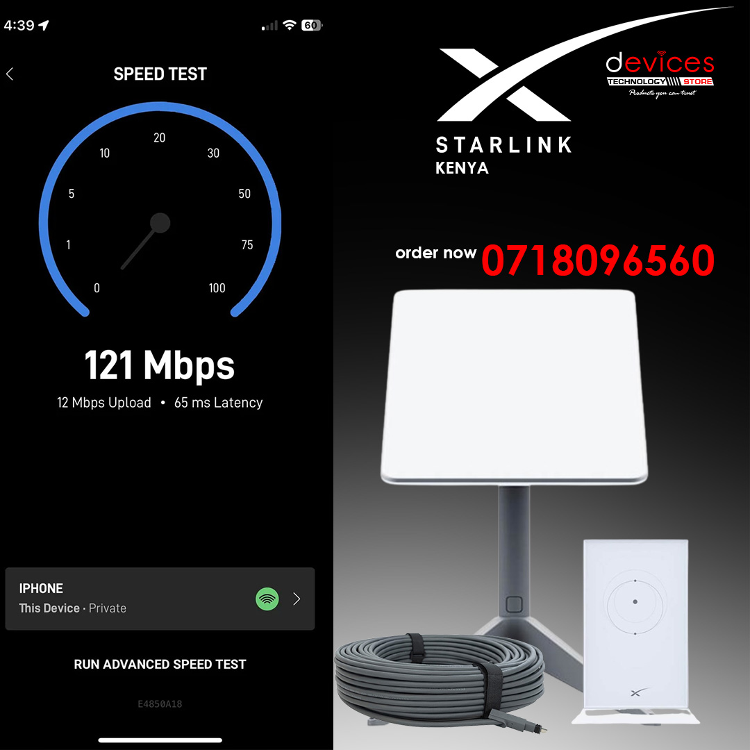devices_tech's tweet image. STARLINK INTERNET IN KENYA.
Experience super high-speed internet wherever you are in Kenya from as low as Ksh1,300/month.
High-speed connectivity available even in the remotest part of Kenya

DM•Text•Call 24/7 Support: 0708 443675/0718096560
#Starlink #INTERNET #Kenya