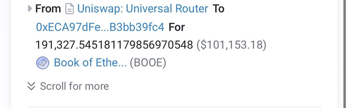 Booe 100k$ buy 

If you do not have a bag of $BOOE

My suggestion is to get it 

This is the biggest cult of ETH, backed by insane whales 

Study fbb4

$BOOE is billion dollar meme