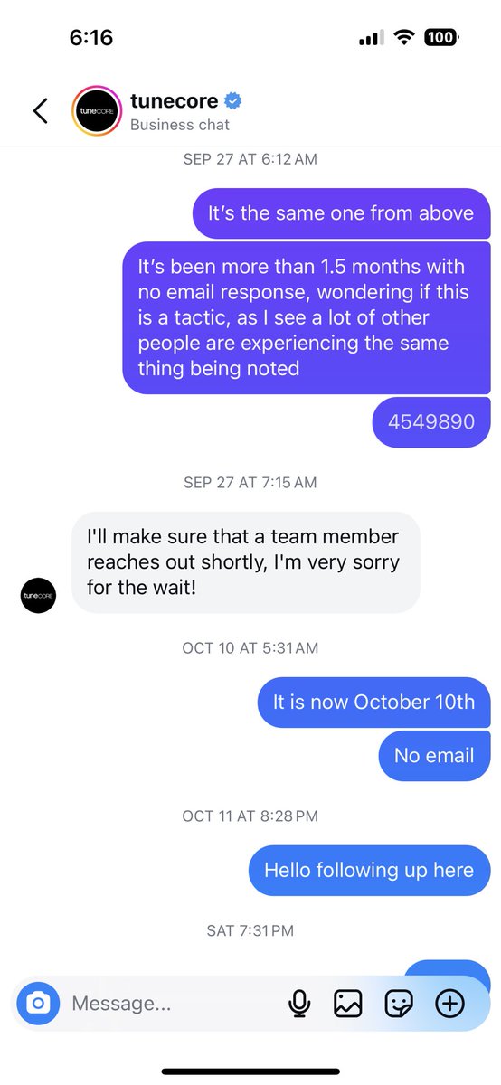 naeyamusic's tweet photo. It’s been 2 months w/ no reply from @TuneCore w/ any proof of why they took my song down for “artificial streaming” then charged me $10 for it. After ignoring countless emails, and IG messages, it’s clear this is their tactic against #independentartists. Horrible! #tunecore https://t.co/IsyAaE0I0T