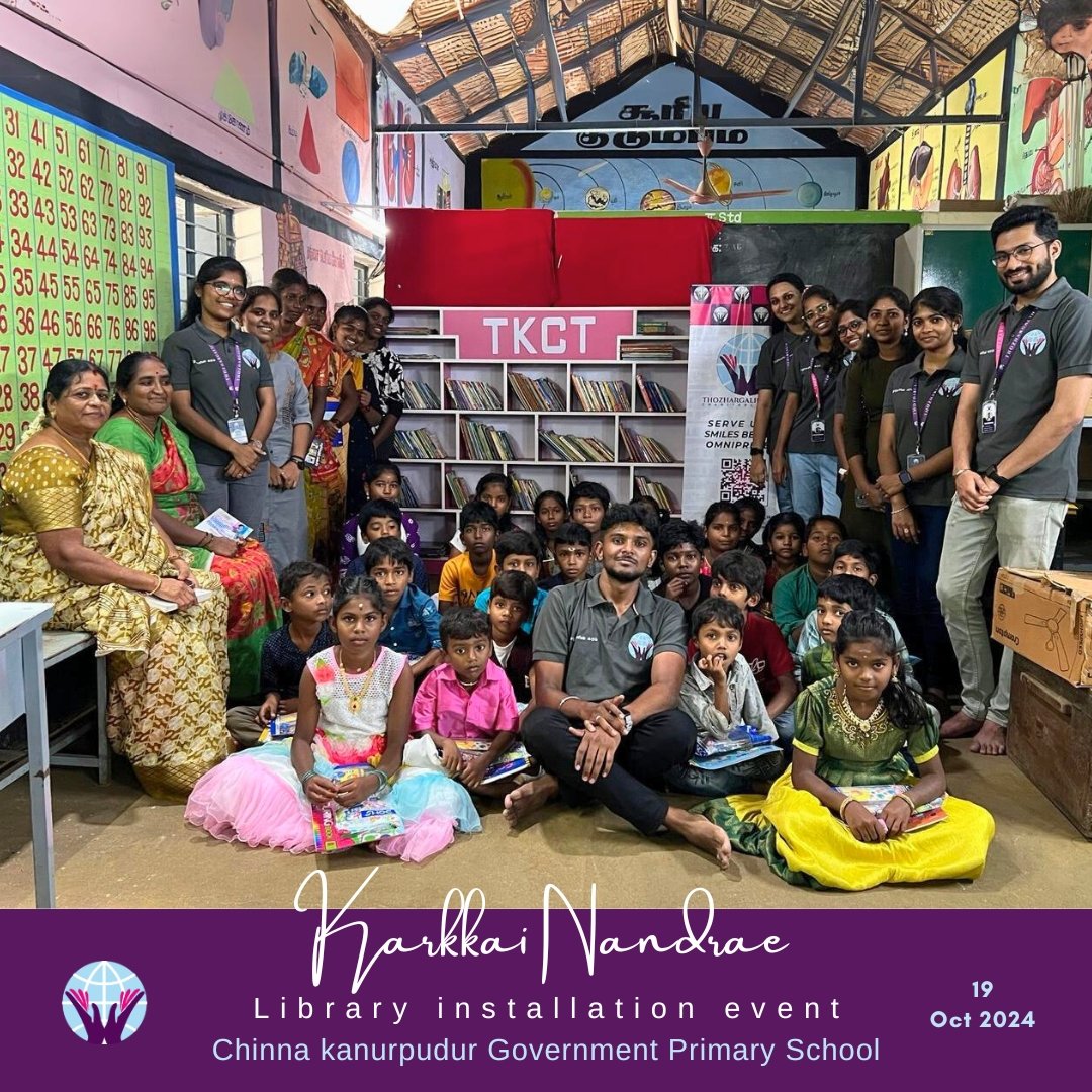 _tkct_'s tweet image. 🌍 Proud to announce the successful completion of our 9th library setup at Chinnakannur Primary School! Donated around 600 books &amp;amp; a library rack through our &apos;Karkkai Nandrae&apos; initiative. Grateful to our amazing volunteers for making this possible! 💚📚 #TKCT #EducationMatters