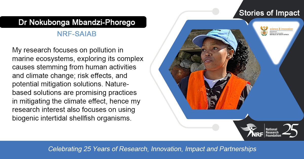 When Dr Nokubonga Mbandzi-Phorego visited <a href="/NRF_SAIAB/">SAIAB</a> as a second-year student, she knew it was where she wanted to be. And through her academic journey with the NRF, this Postdoctoral Research Fellow's dream became a reality! 

More here: nrf.ac.za/nrf-25-years-d…
#NRF25years