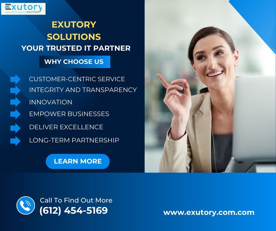 Exutory_'s tweet photo. 📷Exutory Solutions Your Trusted IT Partner📷
When you turn to your IT team for help or guidance, do you experience any of the following?
📷 Poor response time
📷 Unnecessary service delays
📷 Limited cybersecurity
📷 Lack of technical expertise
#itsolutions #governmenttechnology https://t.co/j6LXwCq7qy