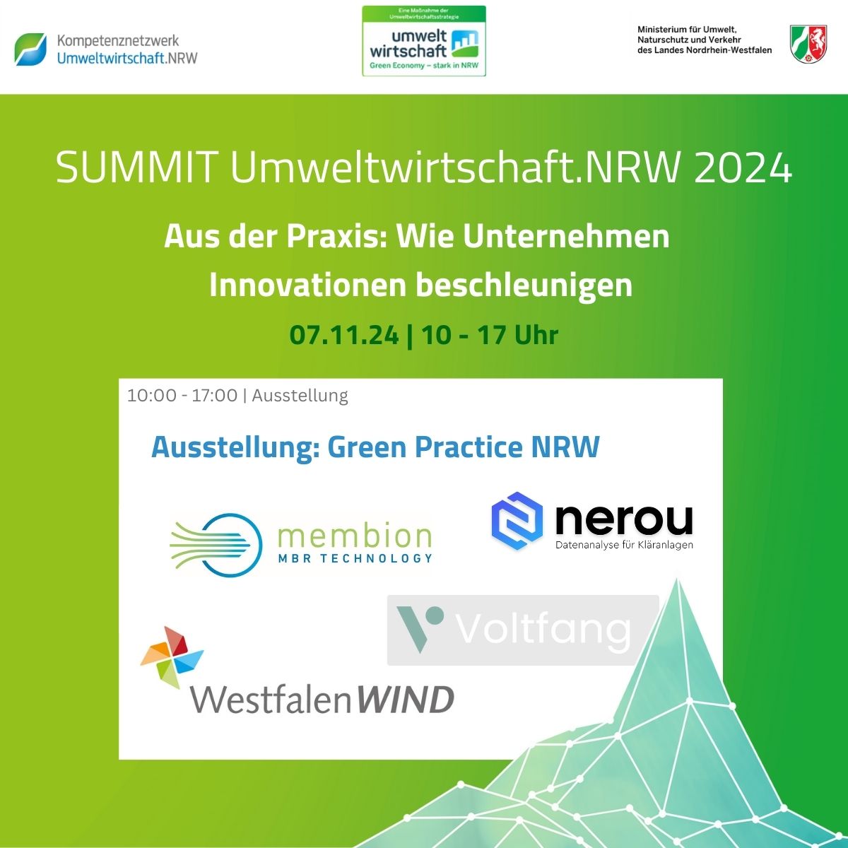 Umweltwirtschaft.NRW (@knuw_nrw) on Twitter photo Statten Sie unserer Ausstellung „Green Practice NRW“ auf dem #KNUWSummit2024 einen Besuch ab! In der Ausstellung präsentieren Unternehmen am 7.11. im <a href="/UmweltNRW/">Umweltministerium</a> ihre grünen Innovationen.
Zur Anmeldung 👉info.knuw.nrw/-survey2/26138…
Weiter Informationen 👉knuw.nrw/summit2024.html Statten Sie unserer Ausstellung „Green Practice NRW“ auf dem #KNUWSummit2024 einen Besuch ab! In der Ausstellung präsentieren Unternehmen am 7.11. im <a href="/UmweltNRW/">Umweltministerium</a> ihre grünen Innovationen.
Zur Anmeldung 👉info.knuw.nrw/-survey2/26138…
Weiter Informationen 👉knuw.nrw/summit2024.html