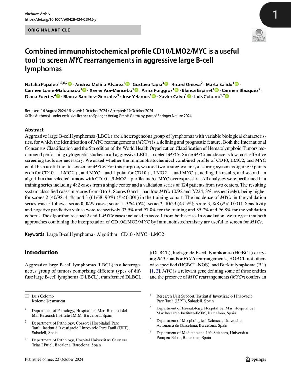 Read our latest #research in Virchows Archiv