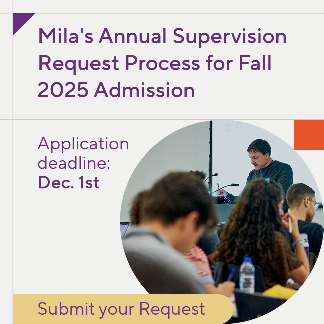 Mila is looking for talented new minds to join its community in the Fall of 2025! Our annual supervision request process is open until December 1st. Submit yours today ow.ly/yj8450TQoST