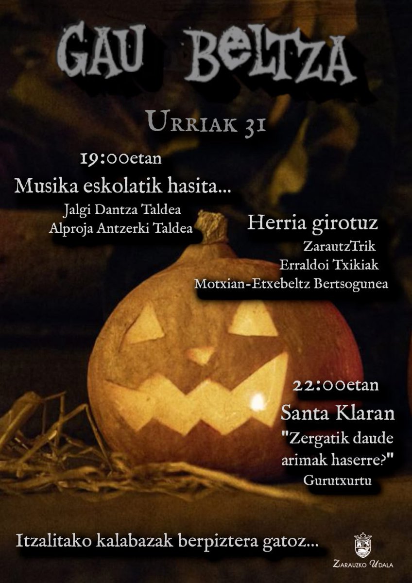 jalgidt's tweet photo. 🌰🎃👻🌰🎃👻
Jantzi arropa zaharrak, estali aurpegia eta zatoz!! Itzalitako kalabazak berpiztera gatoz.
🌰🎃👻🌰🎃👻 https://t.co/q3XAvYH71j