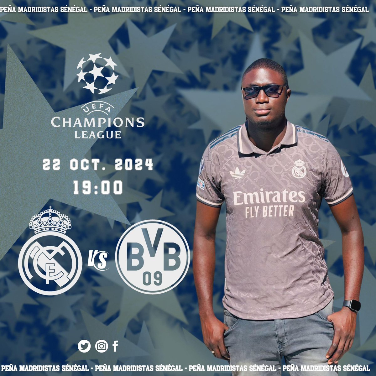 🇪🇸JOUR DE MATCH!🇪🇸
👌🏽¡HOY JUGAMOS!👌🏽
💪🏽IT'S MATCHDAY!💪🏽
🆚 BORUSSIA DORTMUND 
⚖️ JOURNÉE 03 DOMICILE 
🏟️ SANTIAGO BERNABÉU 
⏰ 19H00 GMT
#kebetu #PeñaSenegal #RealMadrid  #RealMadridDortmund #UCL #UCLdraw #championsleague2024