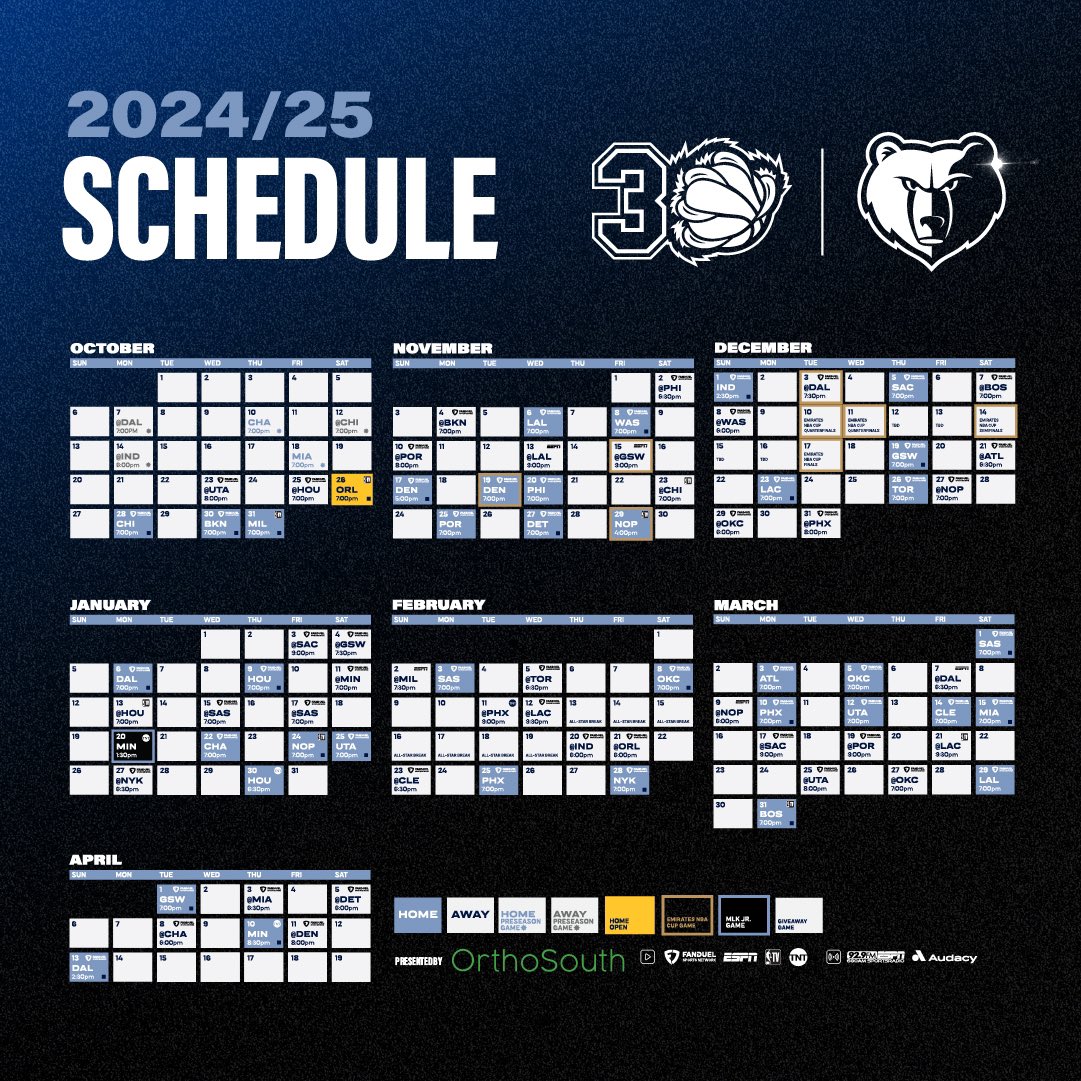 Mark Your Calendars. 🗓️✔️

Regular Season is Here.

@orthosouth_ | 🎟️ on.nba.com/3yF90Fb