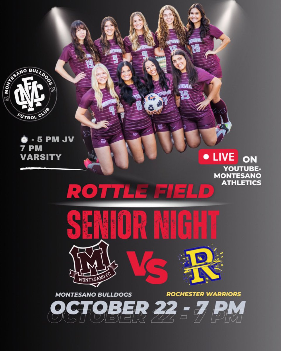 It is SENIOR NIGHT at Rottle! The JV game starts at 5 pm and the senior night festivities begin at 6:40 pm. Come cheer on the Seniors as they step on to Rottle field for their last league home game of the season. Go Dogs! #ourjourneycontinues