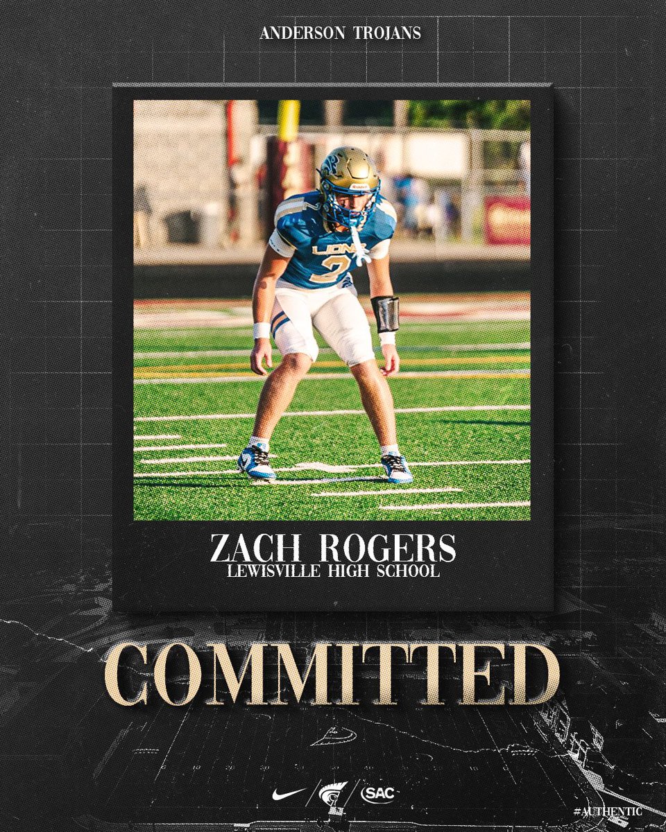 Zach Rogers 2025 DB (@zachrogers45) on Twitter photo Excited about the next chapter in my life! With that said Iβve committed to
Anderson University! Go Trojans!!! π€π
<a href="/bobby_lamb/">Bobby Lamb</a> <a href="/malikchevry/">Malik Chevry</a> <a href="/coachhick/">Brett Hickman</a> <a href="/CoachFull3r/">Caleb Fuller</a> <a href="/CoachJoMarshall/">JoJo Marshall</a> <a href="/aj_jones36/">AJ Jones</a> <a href="/CoachThurn/">James Thurn</a> <a href="/SethStrick11/">ππππ‘ πππ«π’ππ€π₯ππ§π</a>
<a href="/LionsLewisvill1/">Lewisville Lions Football</a> <a href="/trent_usher/">Trent Usher</a> Excited about the next chapter in my life! With that said Iβve committed to
Anderson University! Go Trojans!!! π€π
<a href="/bobby_lamb/">Bobby Lamb</a> <a href="/malikchevry/">Malik Chevry</a> <a href="/coachhick/">Brett Hickman</a> <a href="/CoachFull3r/">Caleb Fuller</a> <a href="/CoachJoMarshall/">JoJo Marshall</a> <a href="/aj_jones36/">AJ Jones</a> <a href="/CoachThurn/">James Thurn</a> <a href="/SethStrick11/">ππππ‘ πππ«π’ππ€π₯ππ§π</a>
<a href="/LionsLewisvill1/">Lewisville Lions Football</a> <a href="/trent_usher/">Trent Usher</a>