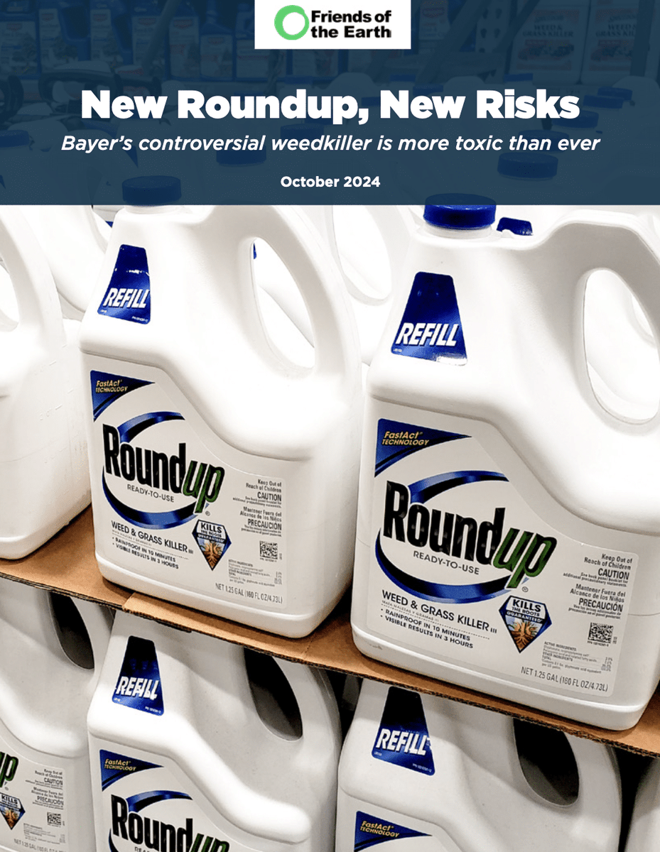 New Roundup weedkiller 45 times more toxic to human health. Analysis shows cancer-linked #glyphosate not only remains but is joined by new, more dangerous chemicals on Roundup's 50th anniversary. foe.org/news/new-round…