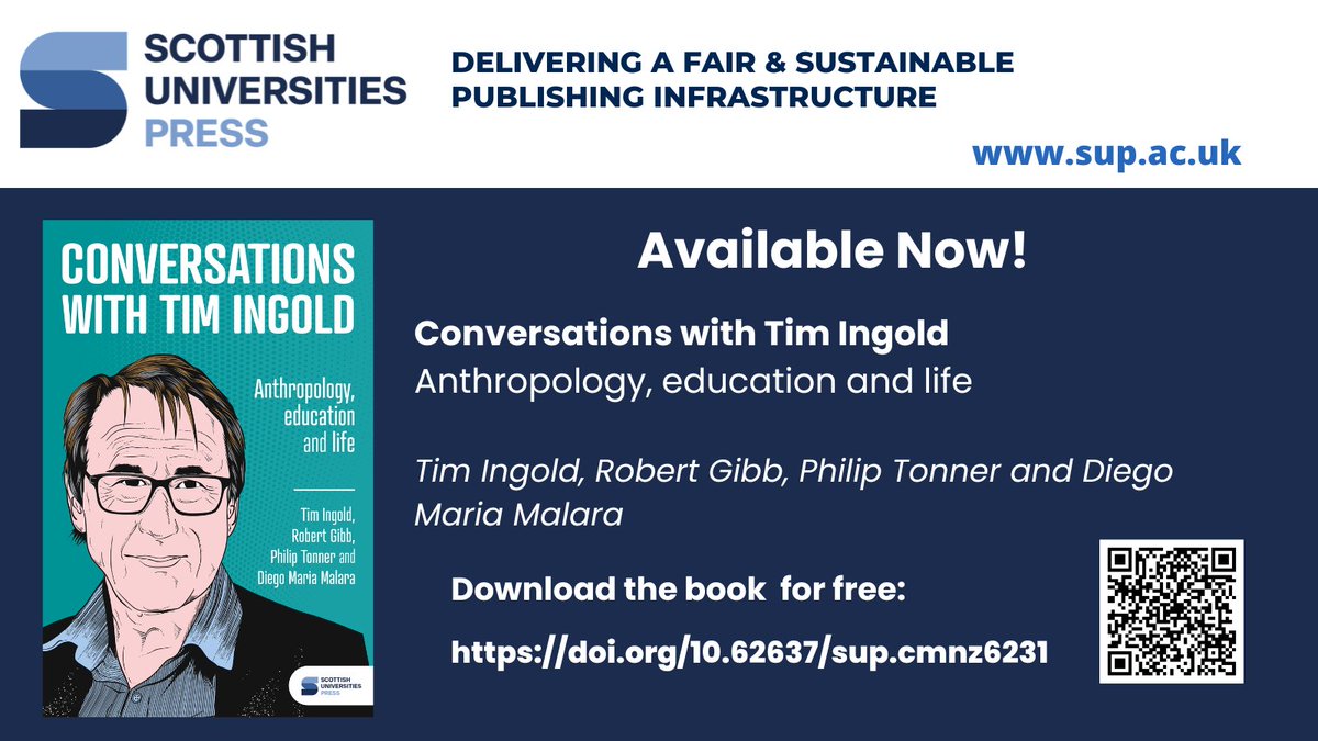 📢 Today's the day! We are absolutely delighted to publish our first ever #OpenAccess book. 📘🔓

'Conversations with Tim Ingold' is now available to download for free here:

👉 doi.org/10.62637/sup.c…