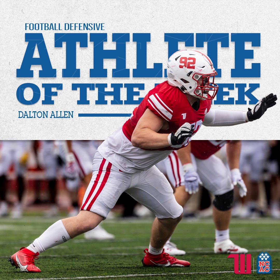 NCAC's tweet photo. Congratulations to Dalton Allen of @WittFootball on earning @NCAC Football Defensive Athlete of the Week honors! #NCACPride

#NCACFamily | #ncacfb

📰 | https://t.co/ym9pekrLwl https://t.co/zjGGm0rAdo