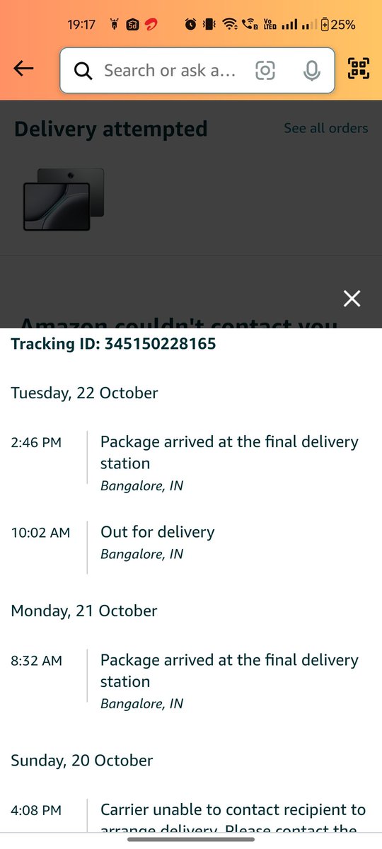 AsishKumar_'s tweet photo. @AmazonHelp Ordered a #OnePlusPad2 on @amazonIN with promised delivery on Oct 20, but still haven't received it. Waited on Oct 21 &amp; 22, even skipped work to receive it, but the delivery time keeps changing with no updates. Very disappointed with the service. Please resolve this. https://t.co/m5FVSsAzzF