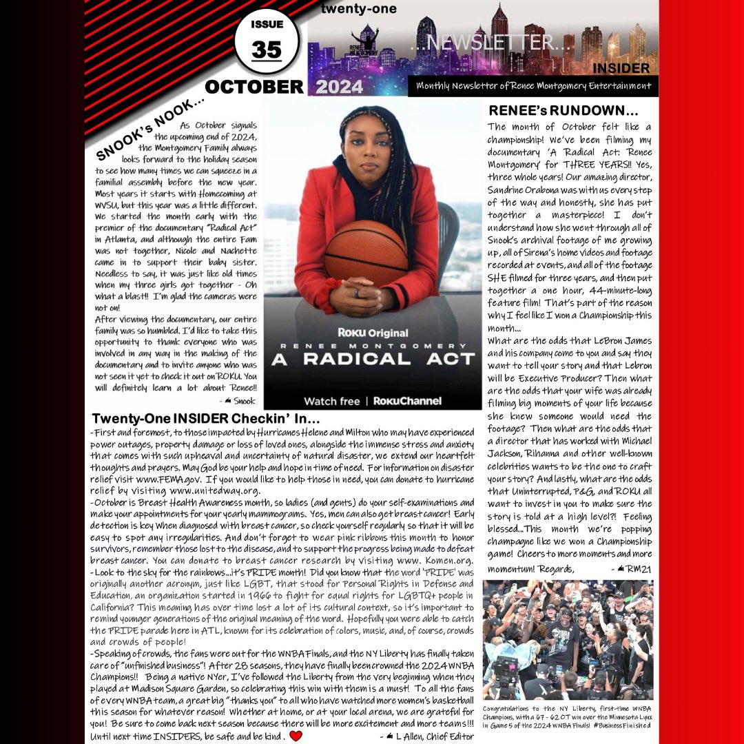 RME (@rmefamily) on Twitter photo Twenty-One Insider π
October 2024 Newsletter βοΈ
A Radical Act is out now on <a href="/TheRokuChannel/">Roku Channel</a> ποΈ
<a href="/ReneeMontgomery/">Renee Montgomery</a>βs Rundown ππΎ
<a href="/SnookMontgomery/">Bertlela Montgomery</a>βs Nook π
Sign up today and donβt miss out on all things RME: bit.ly/RMENews Twenty-One Insider π
October 2024 Newsletter βοΈ
A Radical Act is out now on <a href="/TheRokuChannel/">Roku Channel</a> ποΈ
<a href="/ReneeMontgomery/">Renee Montgomery</a>βs Rundown ππΎ
<a href="/SnookMontgomery/">Bertlela Montgomery</a>βs Nook π
Sign up today and donβt miss out on all things RME: bit.ly/RMENews