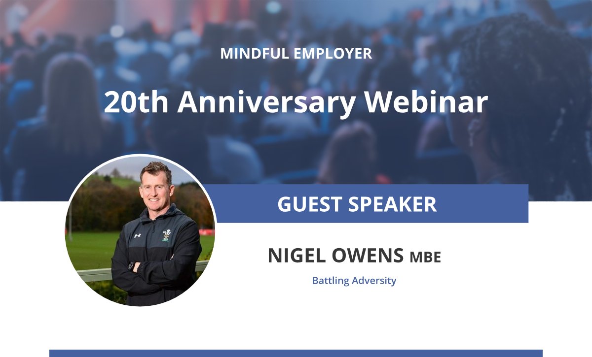 Mindful Employer (@mindfulemployuk) on Twitter photo Last week we ran a series of webinars to celebrate our 20th anniversary, and we'd like to thank our guest speakers. So, first off, we'd like to say thank you to <a href="/Nigelrefowens/">Nigel Owens MBE</a> for his inspirational talk on "Battling Adversity."
#MentalHealth #WorkplaceWellbeing #MindfulEmployer Last week we ran a series of webinars to celebrate our 20th anniversary, and we'd like to thank our guest speakers. So, first off, we'd like to say thank you to <a href="/Nigelrefowens/">Nigel Owens MBE</a> for his inspirational talk on "Battling Adversity."
#MentalHealth #WorkplaceWellbeing #MindfulEmployer