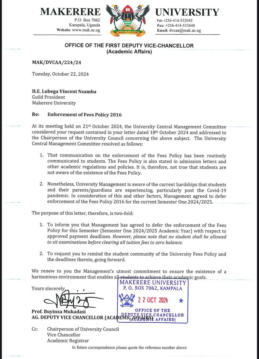 Sembajjwe_Roger's tweet photo. While we acknowledge and appreciate the temporary suspension of the Fees policy of 2016, there is still patent need to do away with draconian policy for it limits accessibility to education of the un privileged.
#Education4All
#ReleaseUs https://t.co/oTrs02VK9V