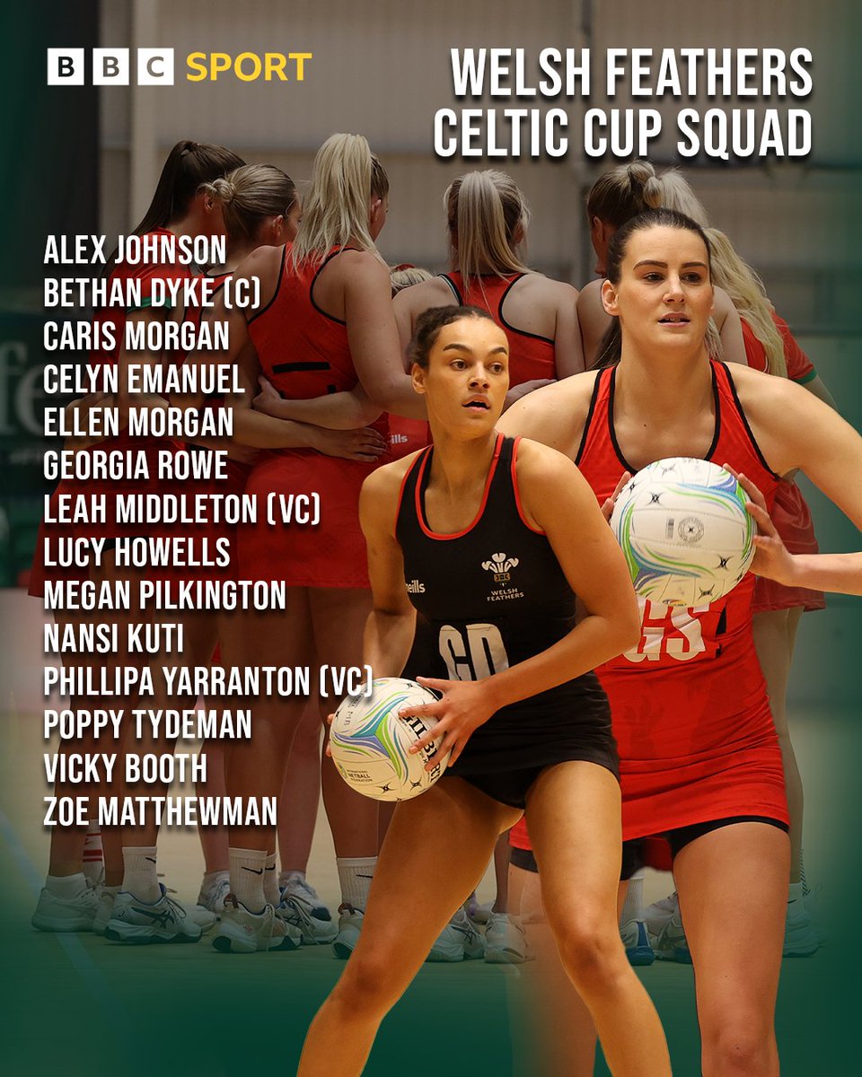 BBC Sport Wales (@bbcsportwales) on Twitter photo Here's a reminder of the 14 player squad named by <a href="/WalesNetball_/">Wales Netball | Pêl-Rwyd Cymru</a> for the Celtic Cup in Glasgow in November 🏐
#BBCNetball Here's a reminder of the 14 player squad named by <a href="/WalesNetball_/">Wales Netball | Pêl-Rwyd Cymru</a> for the Celtic Cup in Glasgow in November 🏐
#BBCNetball