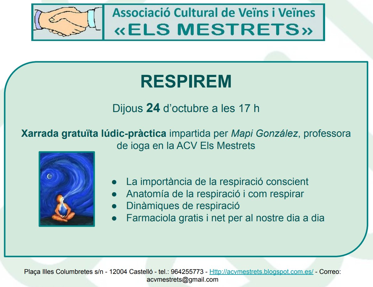 No te la puedes perder / No te la pots perdre  acvmestrets.blogspot.com/2024/10/charla…