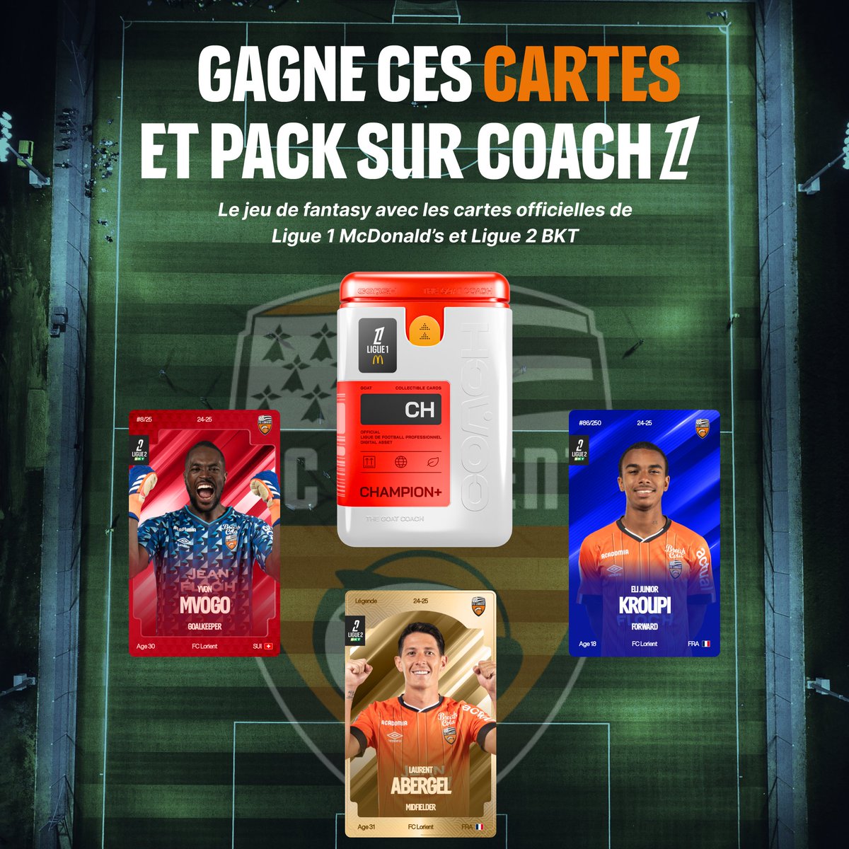 🎁 𝐉𝐞𝐮 𝐜𝐨𝐧𝐜𝐨𝐮𝐫𝐬 Coach Ligue 1

➡️ 1 pack de 5 cartes en likant ce post + en commentant ton pseudo CL1. 
➡️ Rejoins la Ligue des Merlus et tente de remporter les cartes d'Yvon Mvogo (légende), Laurent Abergel et Junior Kroupi !

S'inscrire ici ➡️ bit.ly/CoachLigue1