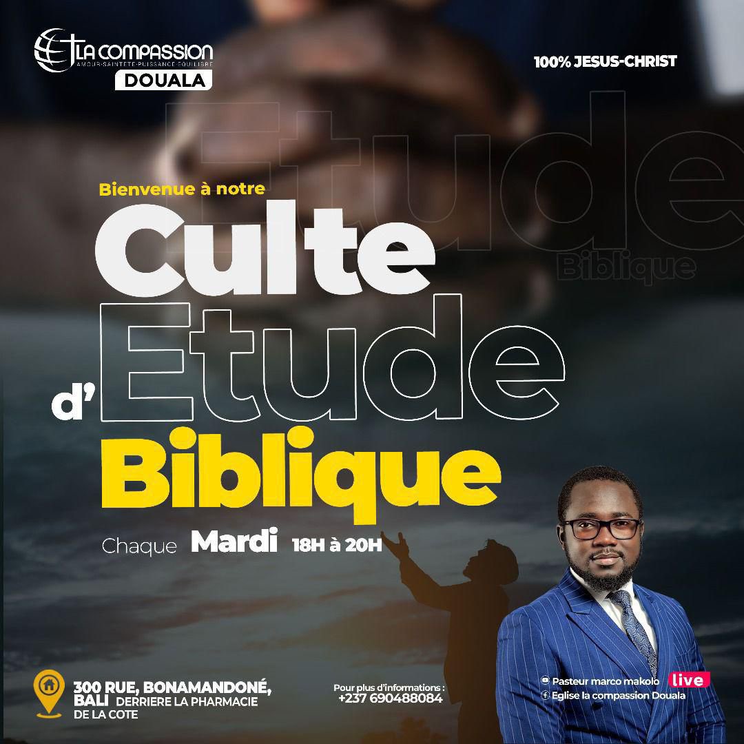 CompassionDla's tweet photo. À ce soir pour notre Culte d’Etude Biblique
#CompassionDouala #Egliselacompassiondouala https://t.co/IQunVhUWwP