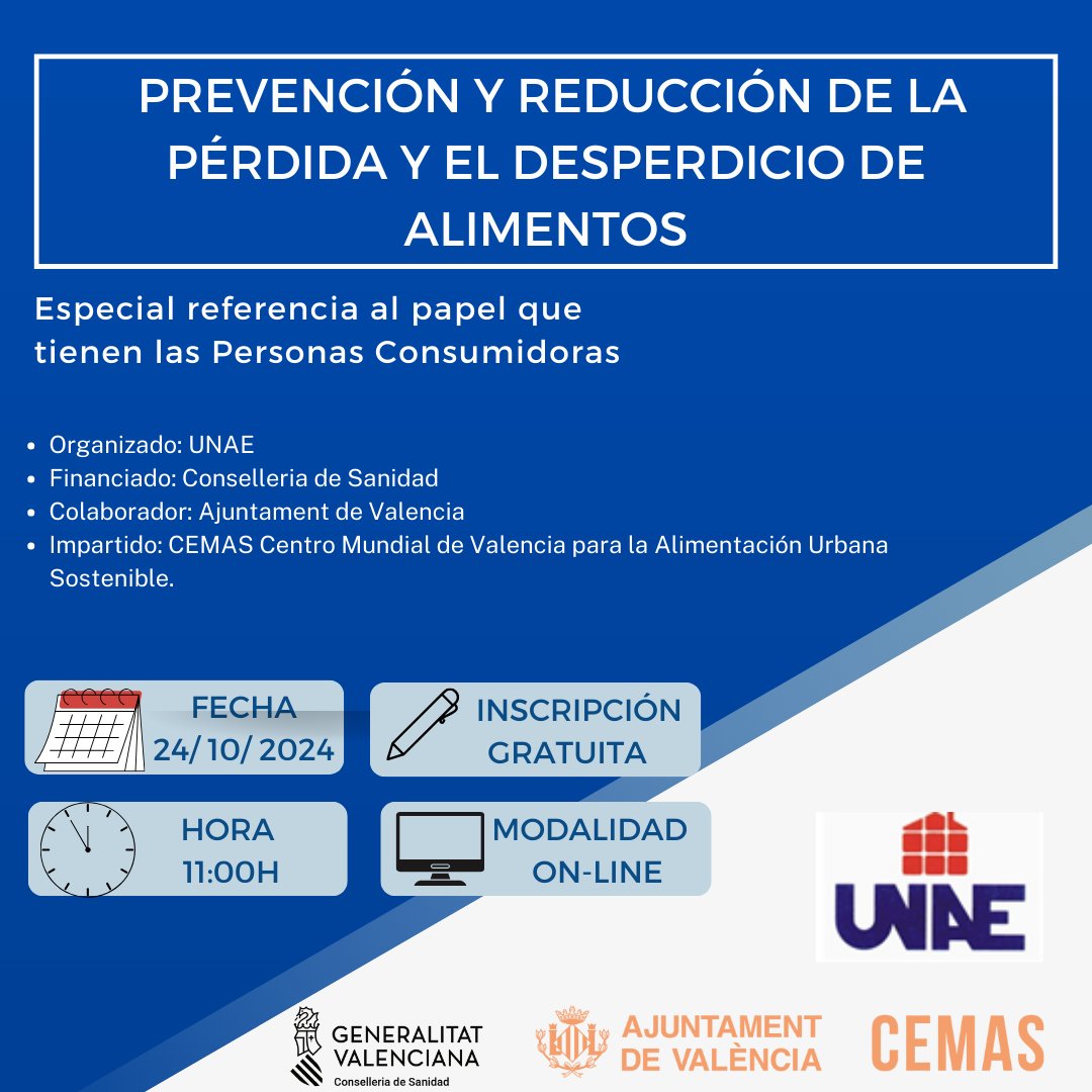 UNAE consumo (@unae_valencia) on Twitter photo Te dejamos aquí el enlace para que puedas inscribirte 👇🏻
unaevalencia.com/webinar/
¡Os esperamos!
<a href="/GVAsanitat/">GVA Sanitat</a> <a href="/GVAinicotur/">GVA Inicotur</a> <a href="/GVAturisme/">GVA Turisme</a> <a href="/AjuntamentVLC/">Ajuntament València</a> <a href="/cemasvlc/">CEMASVLC</a> <a href="/_UNAE_/">Federación UNAE </a> <a href="/UNAEPalencia/">UNAE Palencia</a> <a href="/UNAECatalunya/">UNAE</a> Te dejamos aquí el enlace para que puedas inscribirte 👇🏻
unaevalencia.com/webinar/
¡Os esperamos!
<a href="/GVAsanitat/">GVA Sanitat</a> <a href="/GVAinicotur/">GVA Inicotur</a> <a href="/GVAturisme/">GVA Turisme</a> <a href="/AjuntamentVLC/">Ajuntament València</a> <a href="/cemasvlc/">CEMASVLC</a> <a href="/_UNAE_/">Federación UNAE </a> <a href="/UNAEPalencia/">UNAE Palencia</a> <a href="/UNAECatalunya/">UNAE</a>