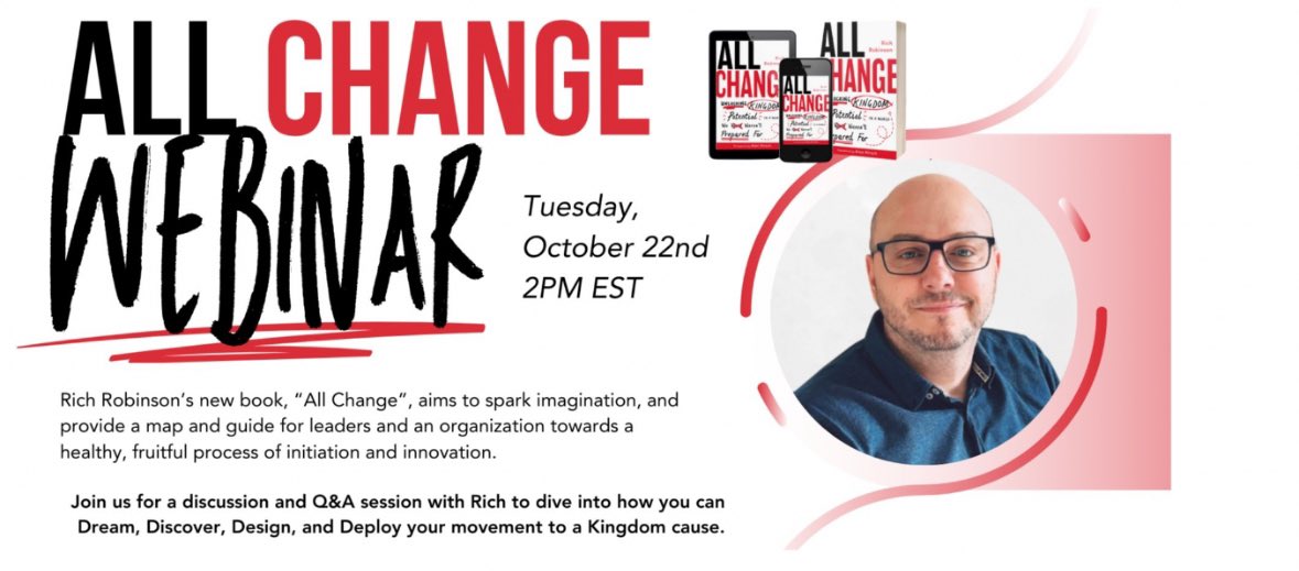 REMINDER:  TODAY - Tuesday 10/22 at 2:00pm EST.

A 60 minute webinar on “Unlocking Kingdom Potential in a World We Weren’t Prepared For” - a dynamic conversation with around some of the key tools &amp; takeaways from All Change.

Come join us! 

themxplatform.com/upcoming/unloc…