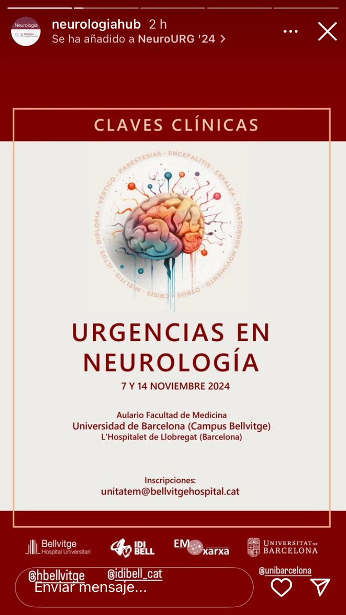 NeurologiaHUB's tweet photo. Vuelve nuestro curso práctico de urgencias en neurología. Repetimos este año los días 7 y 14 de noviembre en @hbellvitge. No te lo pierdas!!
@UrgBellvitge #NeurologyHUB

➡️Programa: https://t.co/Qz6xS8DW2U https://t.co/1566ay9G8V