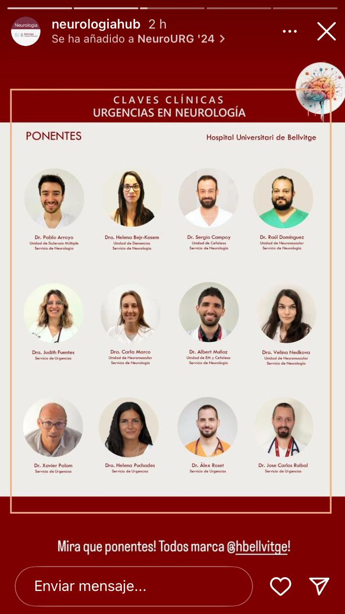 NeurologiaHUB's tweet photo. Vuelve nuestro curso práctico de urgencias en neurología. Repetimos este año los días 7 y 14 de noviembre en @hbellvitge. No te lo pierdas!!
@UrgBellvitge #NeurologyHUB

➡️Programa: https://t.co/Qz6xS8DW2U https://t.co/1566ay9G8V