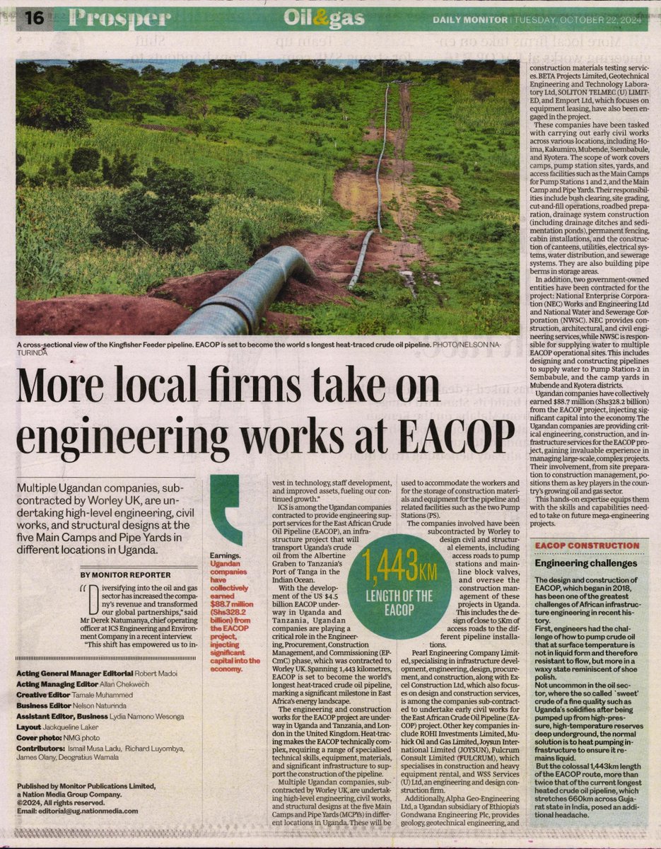 EACOP (@eacop_) on Twitter photo Grab your copy of today's <a href="/DailyMonitor/">Daily Monitor</a> for the full story on how local firms are taking on engineering works at #EACOP, and stay updated on the latest developments in Uganda's oil and gas sector. Grab your copy of today's <a href="/DailyMonitor/">Daily Monitor</a> for the full story on how local firms are taking on engineering works at #EACOP, and stay updated on the latest developments in Uganda's oil and gas sector.