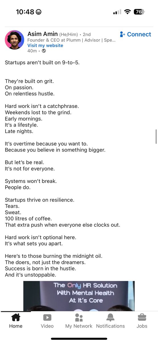 Oh the irony of a founder of a mental wellbeing talking about going for broke 🫠