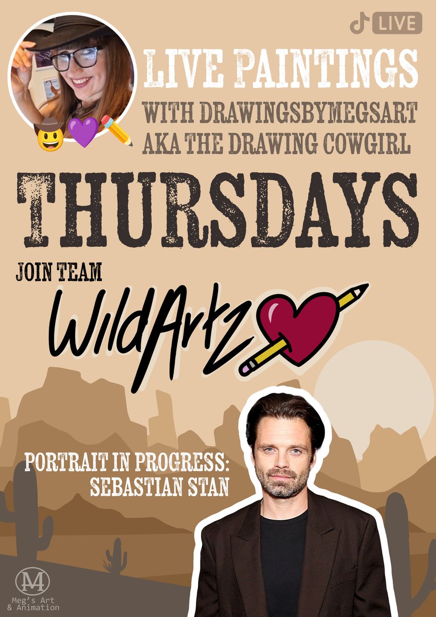 After my 1st Livestream over the weekend, we are giving this a whirl 

Thursday Live Painting over on TikTok 🤠💜✏️

Come Join Team WildArtz 🫶

#TikTokLIVE #tiktok #arttok #UKartist #drawingsbymegsart #thedrawingcowgirl