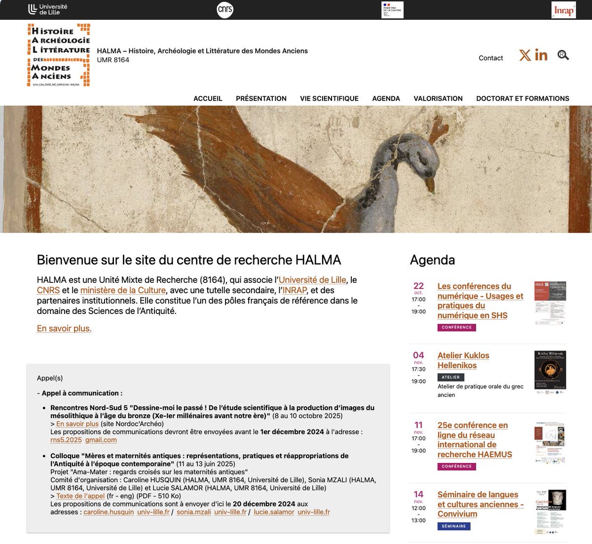 📣Appel à communication
Colloque "Mères et maternités antiques : représentations, pratiques et réappropriations de l’Antiquité à l’époque contemporaine" (11 au 13 juin 2025)
Projet <a href="/Ama_Mater/">Ama-Mater</a> 
📄📧<20 déc. 2024
🔗halma.univ-lille.fr
cc <a href="/RechercheUlille/">Recherche - Université de Lille</a> <a href="/CNRS_HdF/">CNRS Hauts-de-France</a> <a href="/MinistereCC/">Ministère de la Culture 🇫🇷</a>