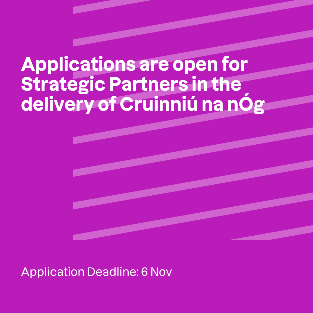 See more information about <a href="/CreativeIreland/">Creative Ireland</a>'s call for strategic partners for Cruinniu na nÓg 2025, 2026 &amp; 2027 ⭐

See details below
creativeireland.gov.ie/en/news/applic…