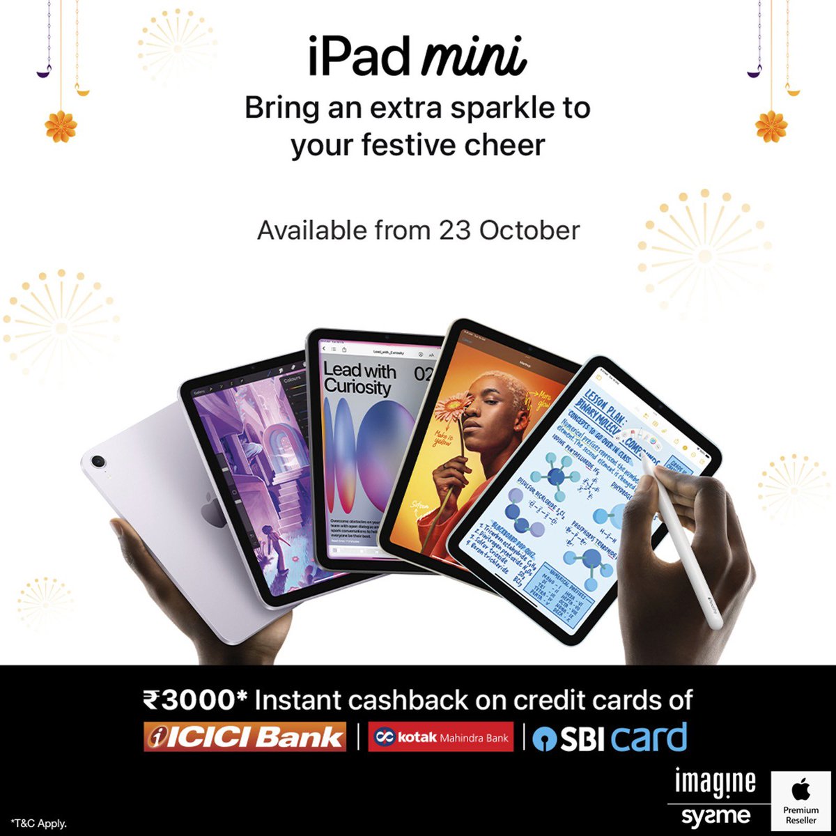 systematixmedia's tweet photo. *iPad*mini ( A17 Pro) ~ Bring an extra sparkle to your festive cheer
#ipodmini(A17pro)
Get yours from tomorrow at your nearest *imagine* I *Systematix Media* store.
#imagine_sysme
ACROPOLIS I CITY CENTRE, NEW TOWN I MANI SQUARE I DIAMOND PLAZA
T: 08336068768 / 65
https://t.co/U6Uh7zNWkA