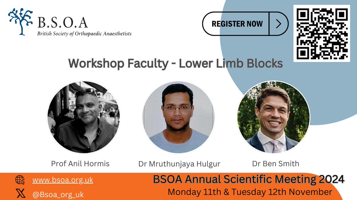 The British Society of Orthopaedic Anaesthetists (@bsoa_org_uk) on Twitter photo Register using QR code to book your place at the Lower Limb Block workshop at BSOA ASM 2024
<a href="/anilhormis/">Anil Hormis</a>
<a href="/MDHulgur18/">M.D.Hulgur</a>
<a href="/smithy3108/">Ben Smith</a>
For more information visit the BSOA webste bsoa.org.uk Register using QR code to book your place at the Lower Limb Block workshop at BSOA ASM 2024
<a href="/anilhormis/">Anil Hormis</a>
<a href="/MDHulgur18/">M.D.Hulgur</a>
<a href="/smithy3108/">Ben Smith</a>
For more information visit the BSOA webste bsoa.org.uk