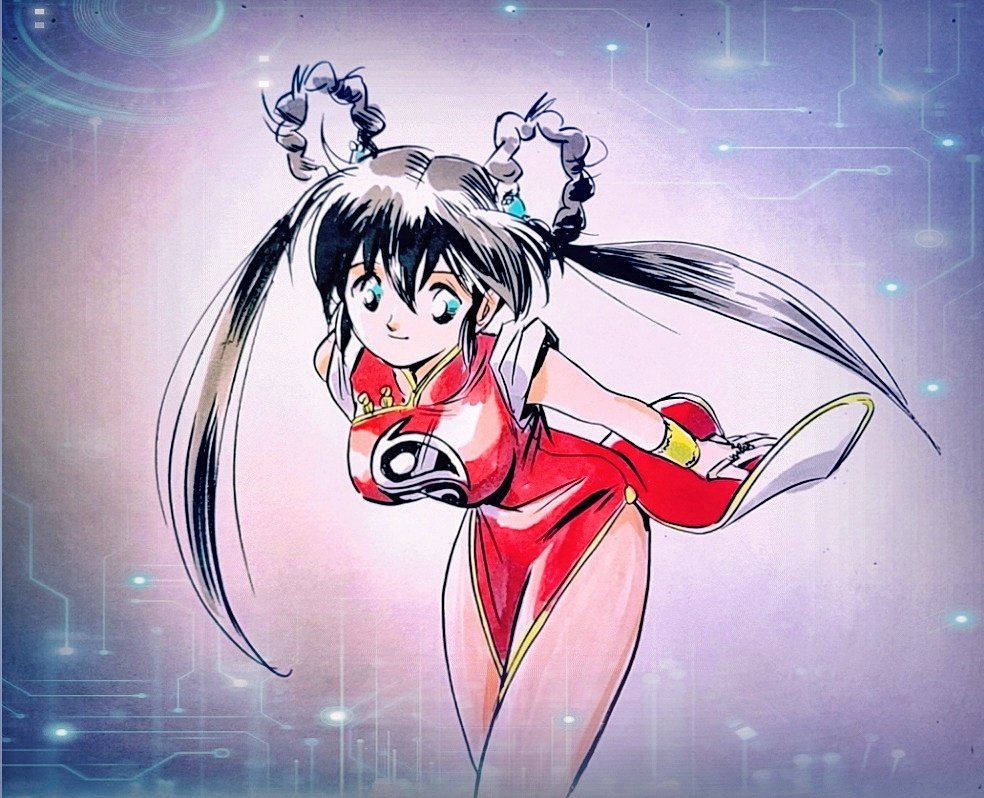 「さらりと塗ってみました。ほぼコピックマーカー。背景は画面加工アプリです。 」|宮尾岳のイラスト