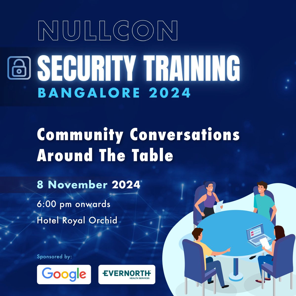 🤝 Community starts with conversations at #NullconBLR2024! 

Sponsored by <a href="/Evernorth/">Evernorth Health Services</a> and <a href="/Google/">Google</a>, we’re hosting a round table discussion where infosec professionals can share their perspectives and experiences on diverse subjects.

👉 nullcon.net/bangalore-2024…

#voiceyouropinion