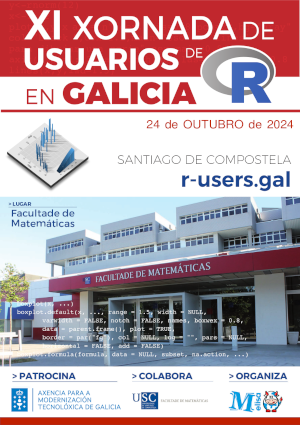 Investigación e Tecnoloxía Matemática en Galicia (@citmaga) on Twitter photo 📊 O 24 de outubro de 2024 terá lugar a XI Xornada de Usuarios de R en Galicia na Aula Magna da Facultade de @matematicasUSC. Organiza <a href="/MelisaGal1/">Melisa.Gal</a> e patrocina <a href="/amtega/">Axencia para Modernización Tecnolóxica de Galicia</a>.
🔍 Máis info: r-users.gal
Non perdas a oportunidade! 📊 O 24 de outubro de 2024 terá lugar a XI Xornada de Usuarios de R en Galicia na Aula Magna da Facultade de @matematicasUSC. Organiza <a href="/MelisaGal1/">Melisa.Gal</a> e patrocina <a href="/amtega/">Axencia para Modernización Tecnolóxica de Galicia</a>.
🔍 Máis info: r-users.gal
Non perdas a oportunidade!