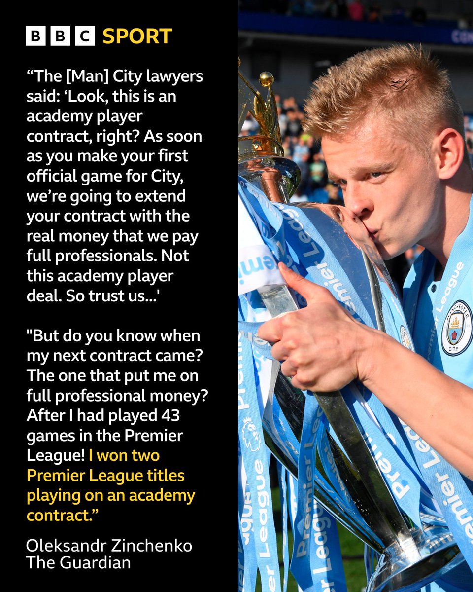 BBCMOTD's tweet photo. Oleksandr Zinchenko says he won two Premier League titles on an academy contract 😮  

#BBCFootball https://t.co/UumhaLSOTj