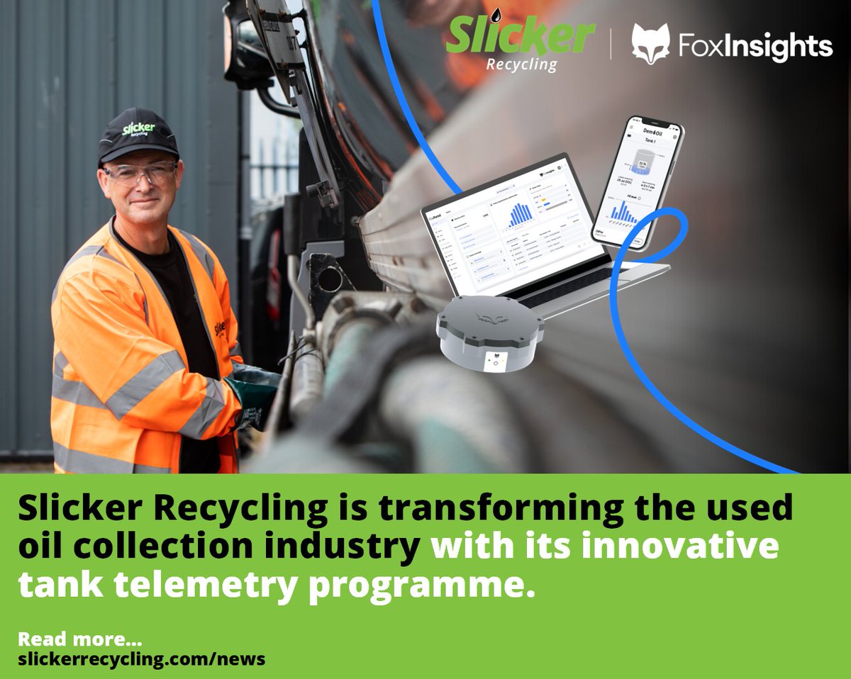 Slicker Recycling (@slickerrecyc) on Twitter photo The UK’s leading used oil collection specialists, Slicker Recycling, continue to break new ground with the official launch of their tank telemetry programme, in partnership with <a href="/FoxInsights/">FoxInsights</a>
Read more... slickerrecycling.com/news/slicker-r…
#innovation #carbonsavings #sustainability The UK’s leading used oil collection specialists, Slicker Recycling, continue to break new ground with the official launch of their tank telemetry programme, in partnership with <a href="/FoxInsights/">FoxInsights</a>
Read more... slickerrecycling.com/news/slicker-r…
#innovation #carbonsavings #sustainability
